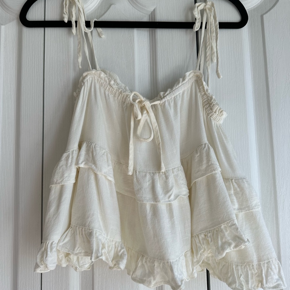 Flowy cropped linen blend Vestique tank size small.